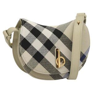 BURBERRY Nova Check Shoulder Bag Canvas Gray